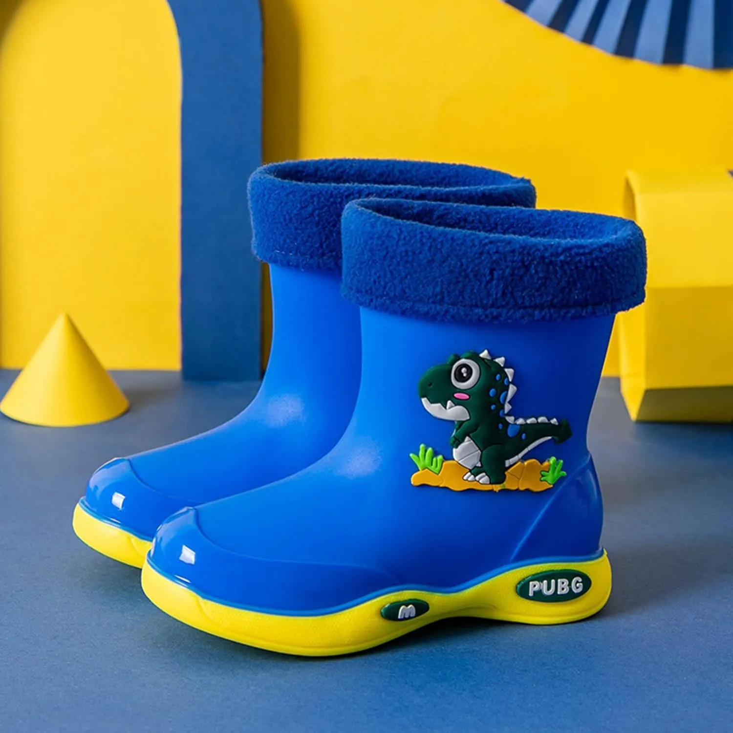 Toddler Warm Lined Rain Boots Baby Kids Dinosaur Rain Shoes Children Waterproof Winter Shoes for Water Shoes for Kids