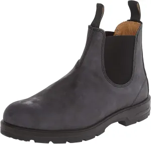 UOQAPRE Work Boots for Men Wedge Work Leather Boots With Side Zipper Men's Motorcycle Boots Adjustable Width System