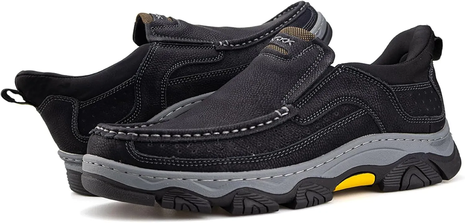UPIShi Men's Hands Free Slip On Walking Leather Loafers Slip-ins Work Office Dress Casual Outdoor Lightweight Cushioning Shoes