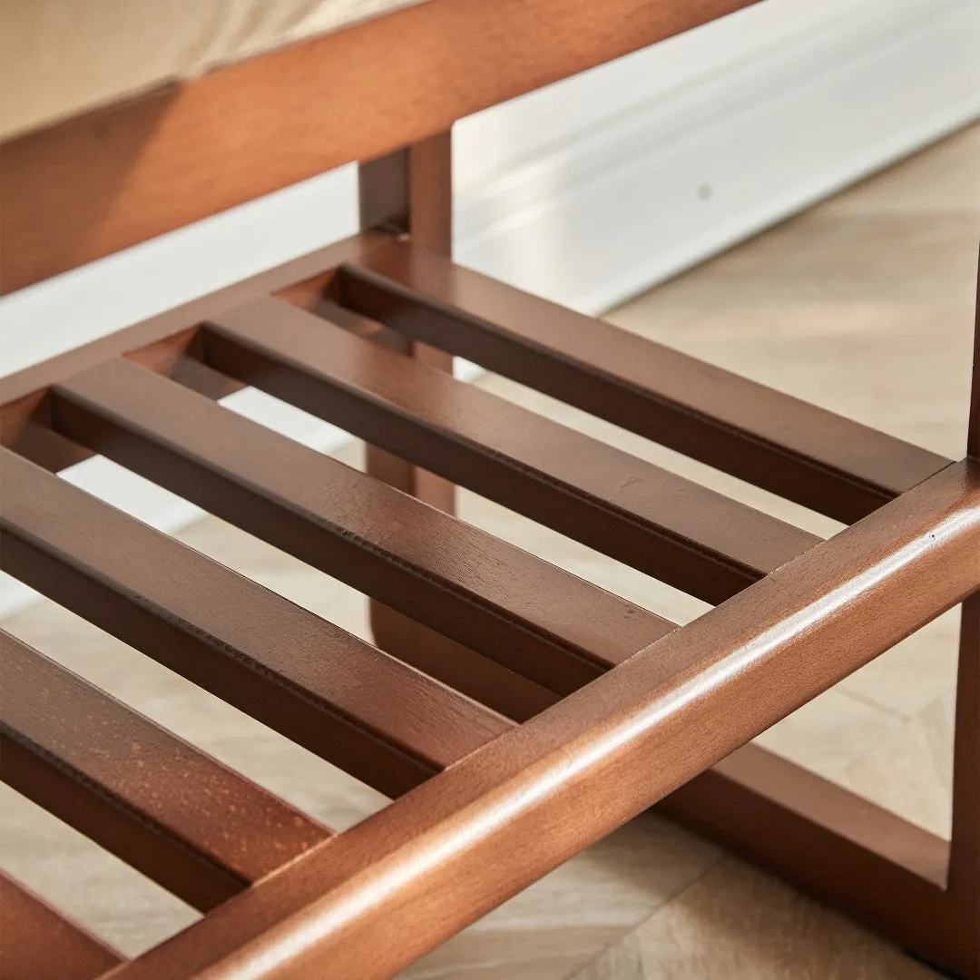 (Walnut) Solid Wood Shoe Bench, Beech Storage Organizer with Sponge Cushion