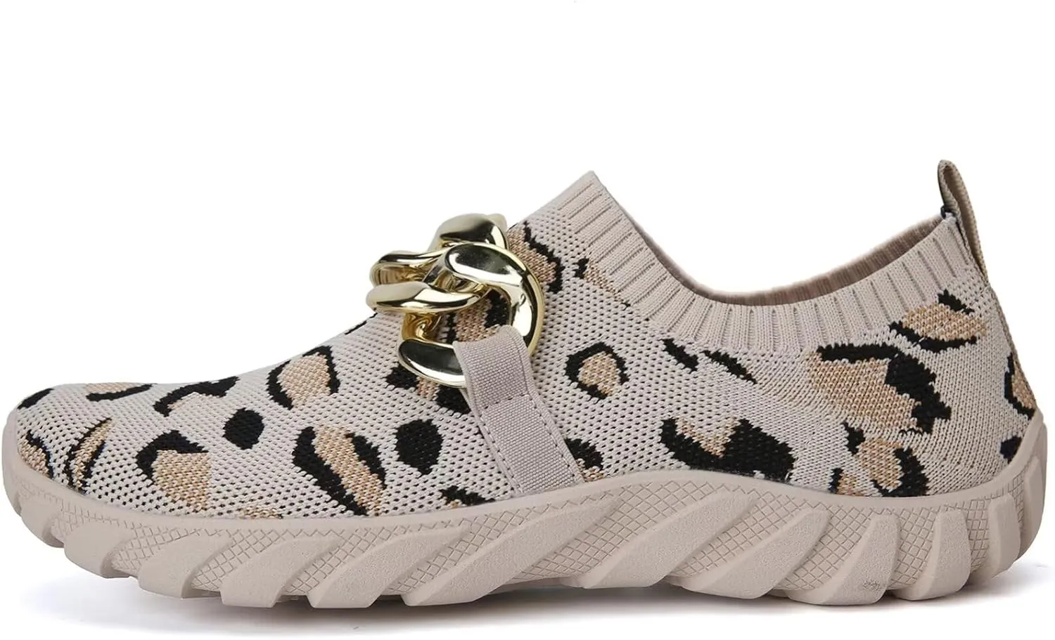 WateLves Barefoot Slip On Sneakers for Women Chain Decor Breathable Mesh Water Shoes Casual Chunky Sneakers for Walking Gym Travel Work