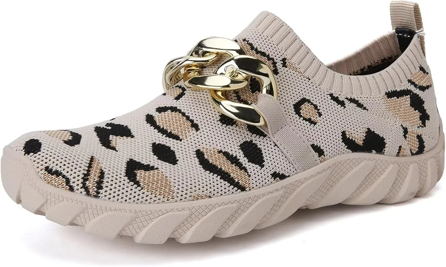 WateLves Barefoot Slip On Sneakers for Women Chain Decor Breathable Mesh Water Shoes Casual Chunky Sneakers for Walking Gym Travel Work