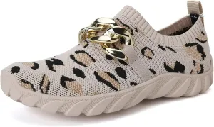 WateLves Barefoot Slip On Sneakers for Women Chain Decor Breathable Mesh Water Shoes Casual Chunky Sneakers for Walking Gym Travel Work