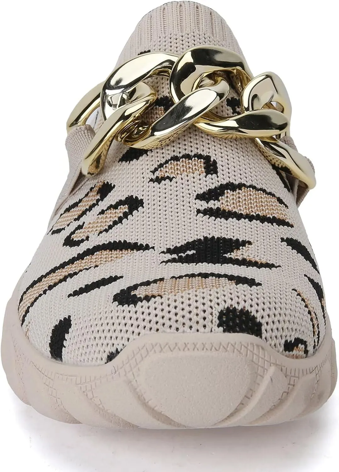 WateLves Barefoot Slip On Sneakers for Women Chain Decor Breathable Mesh Water Shoes Casual Chunky Sneakers for Walking Gym Travel Work