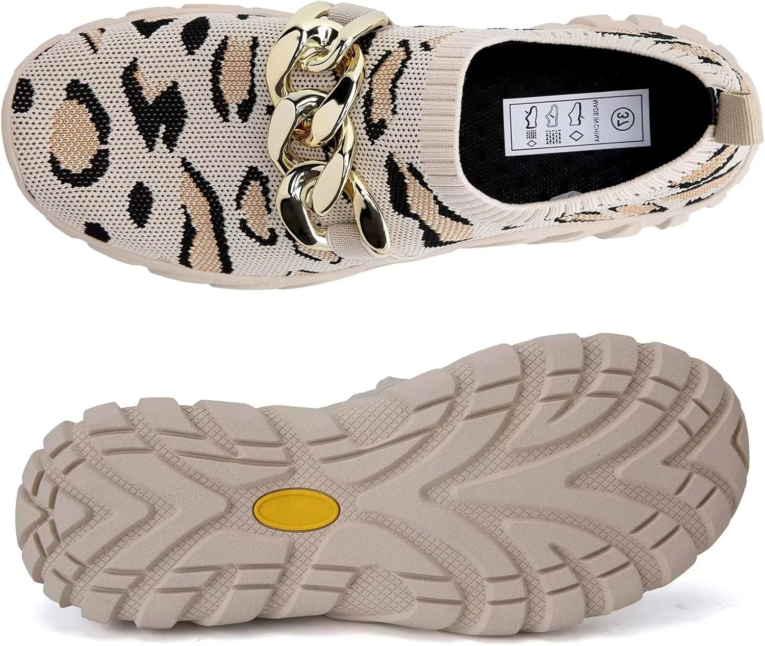 WateLves Barefoot Slip On Sneakers for Women Chain Decor Breathable Mesh Water Shoes Casual Chunky Sneakers for Walking Gym Travel Work