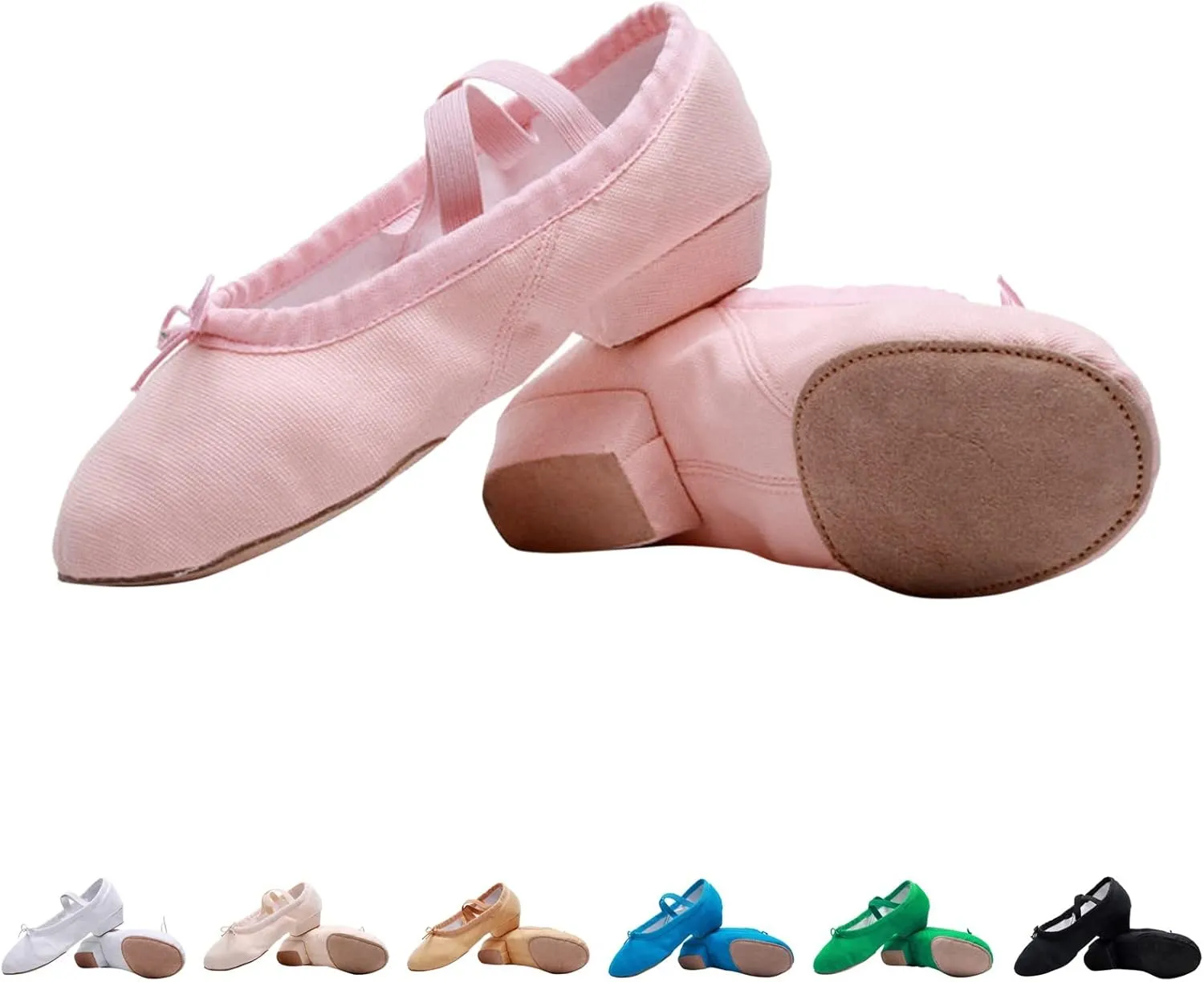Women Low Heel Dance Shoes Girls Stretch Canvas Split Sole Ballet Shoes with Elastic Strap Training Shoes Sandals