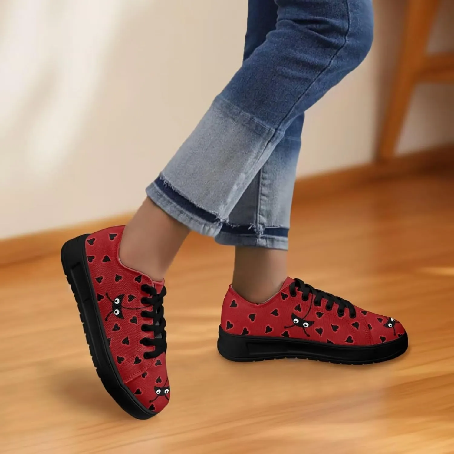 Womens Canvas Sneakers Orthotic Walking Shoes with Memory Foam Non-Slip Canvas Shoes for Hiking Walking Running
