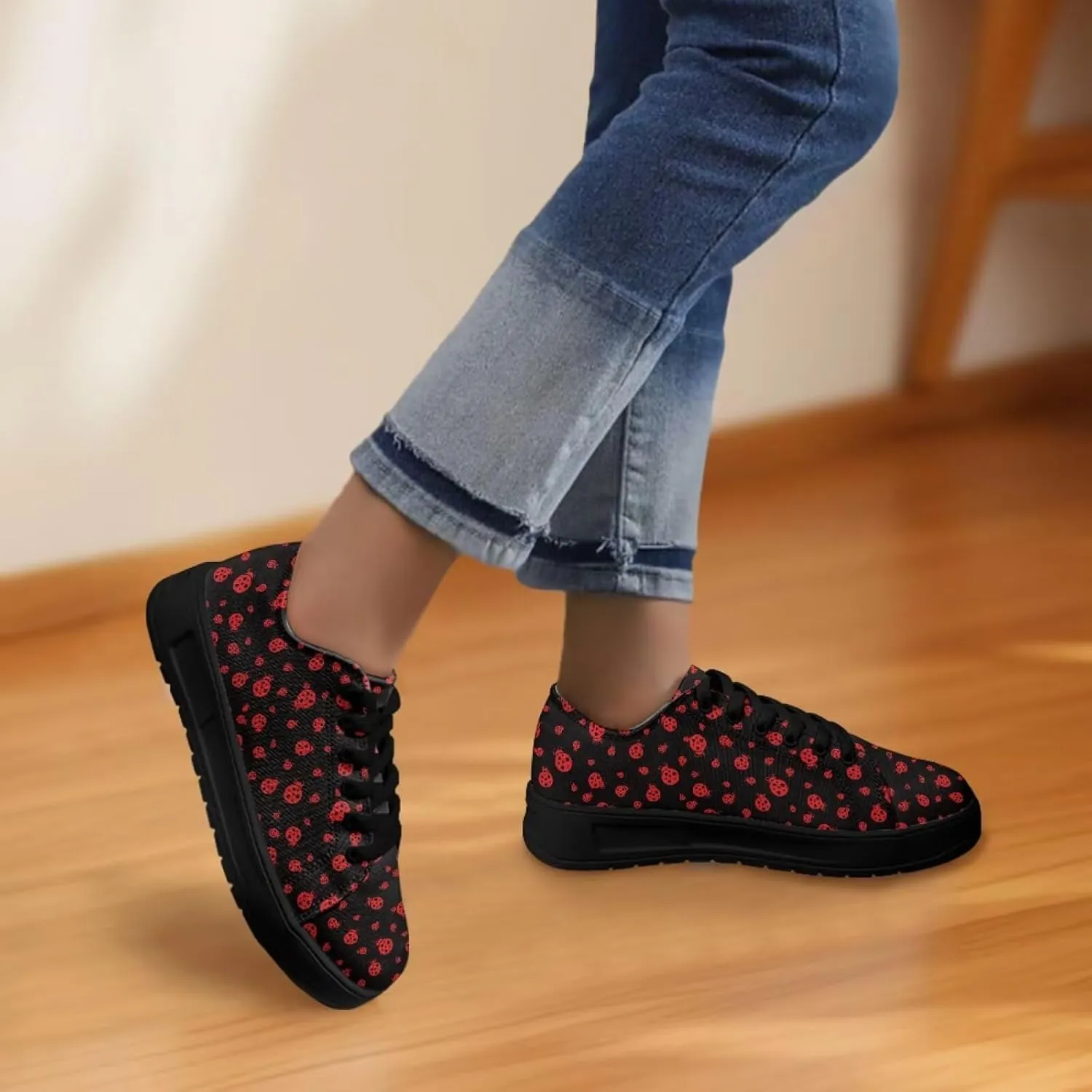 Womens Canvas Sneakers Orthotic Walking Shoes with Memory Foam Non-Slip Canvas Shoes for Hiking Walking Running