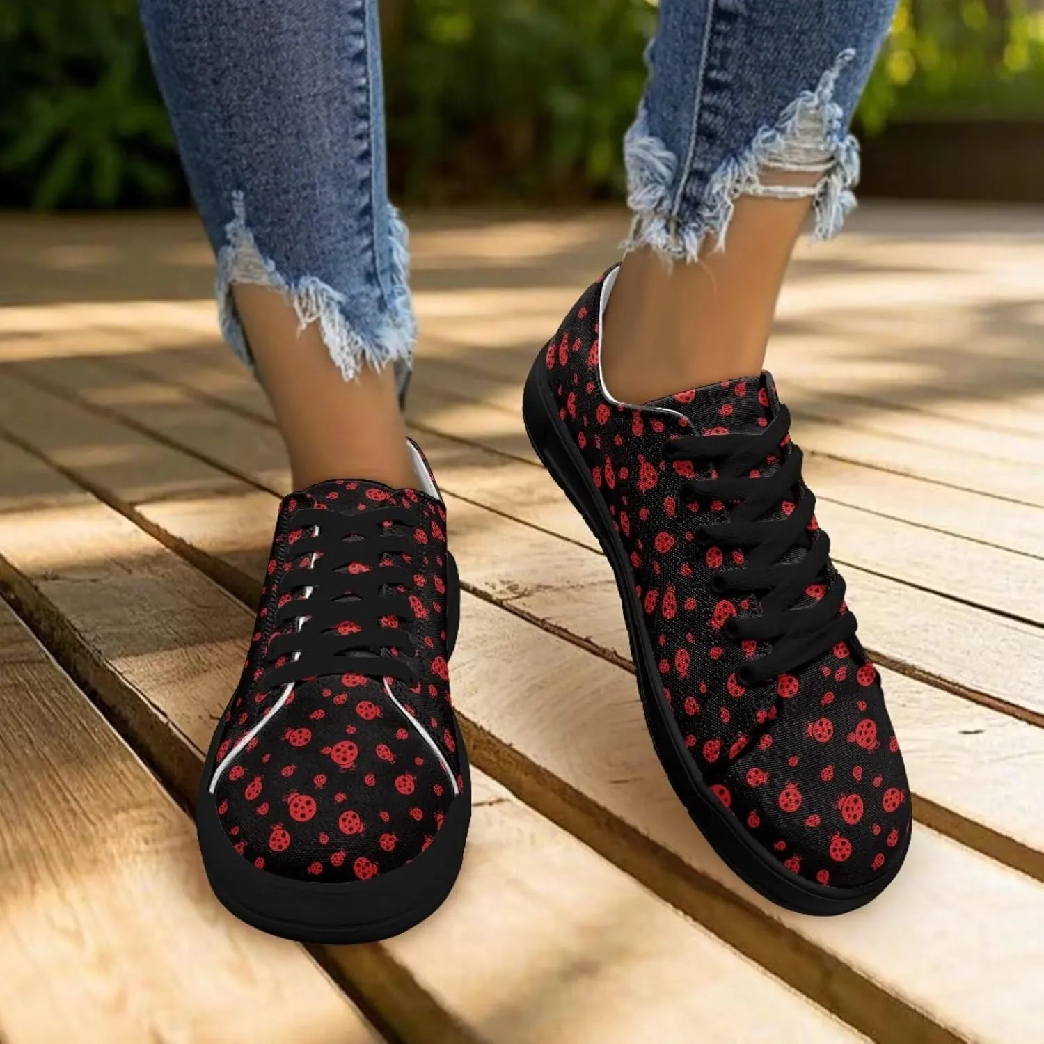Womens Canvas Sneakers Orthotic Walking Shoes with Memory Foam Non-Slip Canvas Shoes for Hiking Walking Running