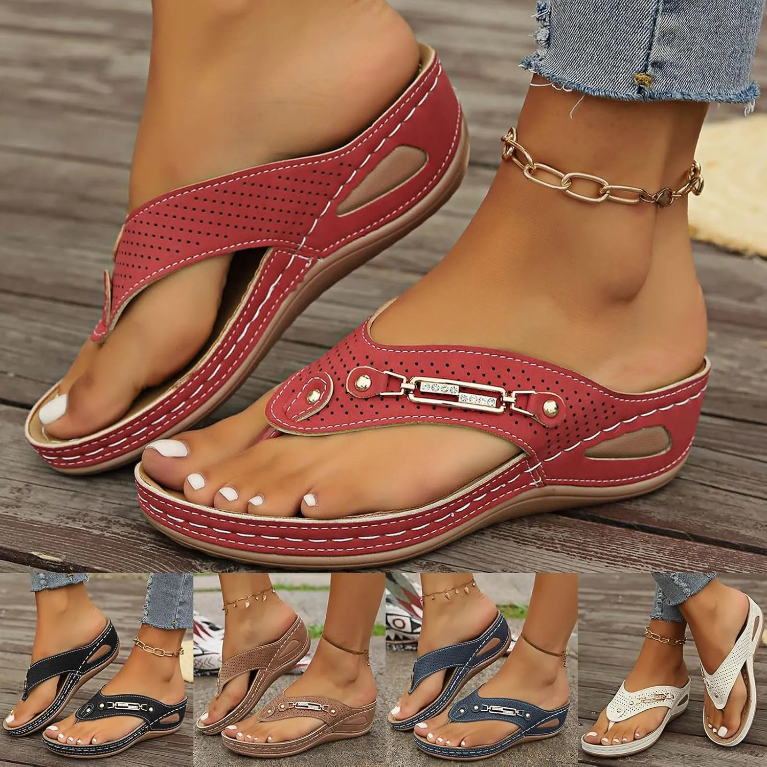 Womens Sandals with Arch Support, Orthopedic Sandals for Women Dressy Summer Comfortable Thong Sandal Breathable Mesh Sports Sandal Slip On Walking Shoes 2025 Summer Shoes