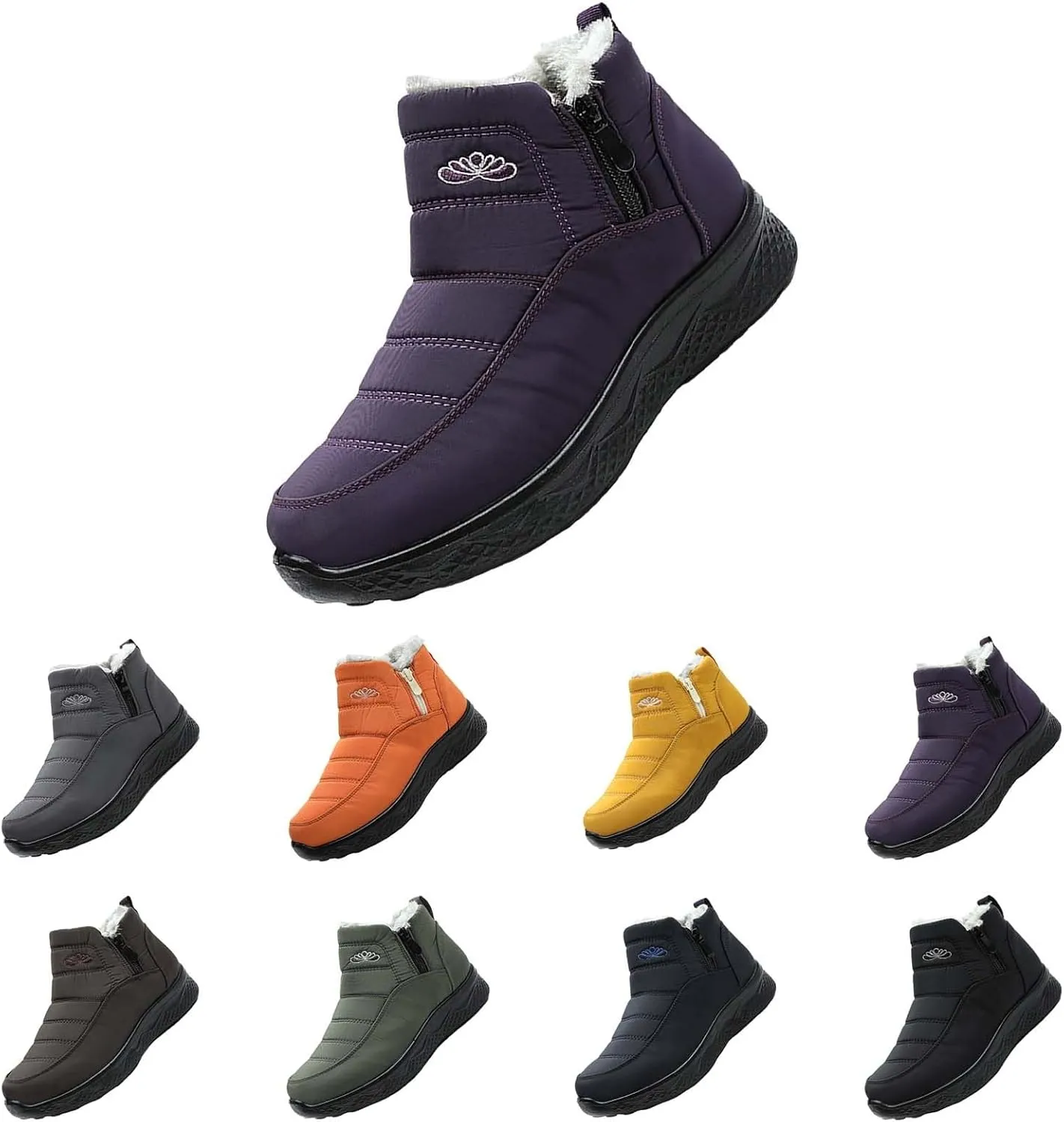 Women's Snow Boots with Heels Waterproof Slip On Boots Ladies Womens Warm Fur Lined Barefoot Shoes Grounded Footwear Hiking Rain Boots Women Mens Snow Booties