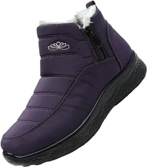 Women's Snow Boots with Heels Waterproof Slip On Boots Ladies Womens Warm Fur Lined Barefoot Shoes Grounded Footwear Hiking Rain Boots Women Mens Snow Booties