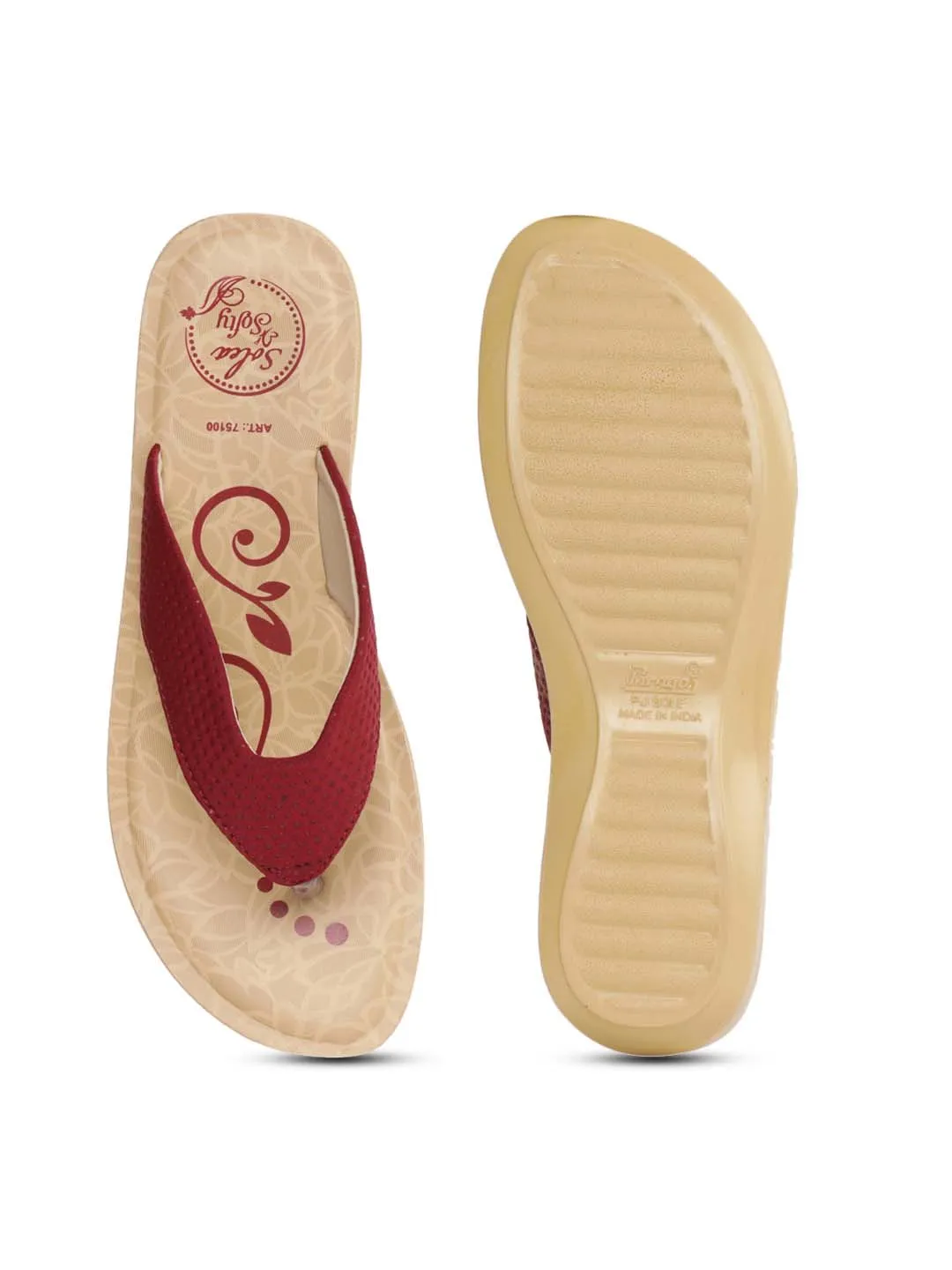 Women's Solea Maroon Flip Flops