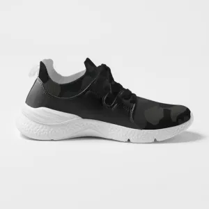 Women's Two-Tone Mesh and Vegan Leather Sneaker, Black Camo