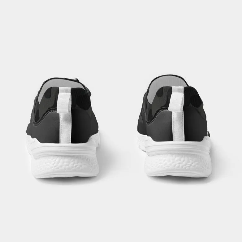 Women's Two-Tone Mesh and Vegan Leather Sneaker, Black Camo