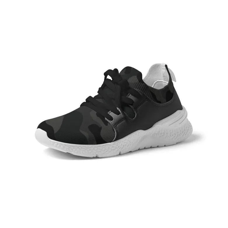 Women's Two-Tone Mesh and Vegan Leather Sneaker, Black Camo