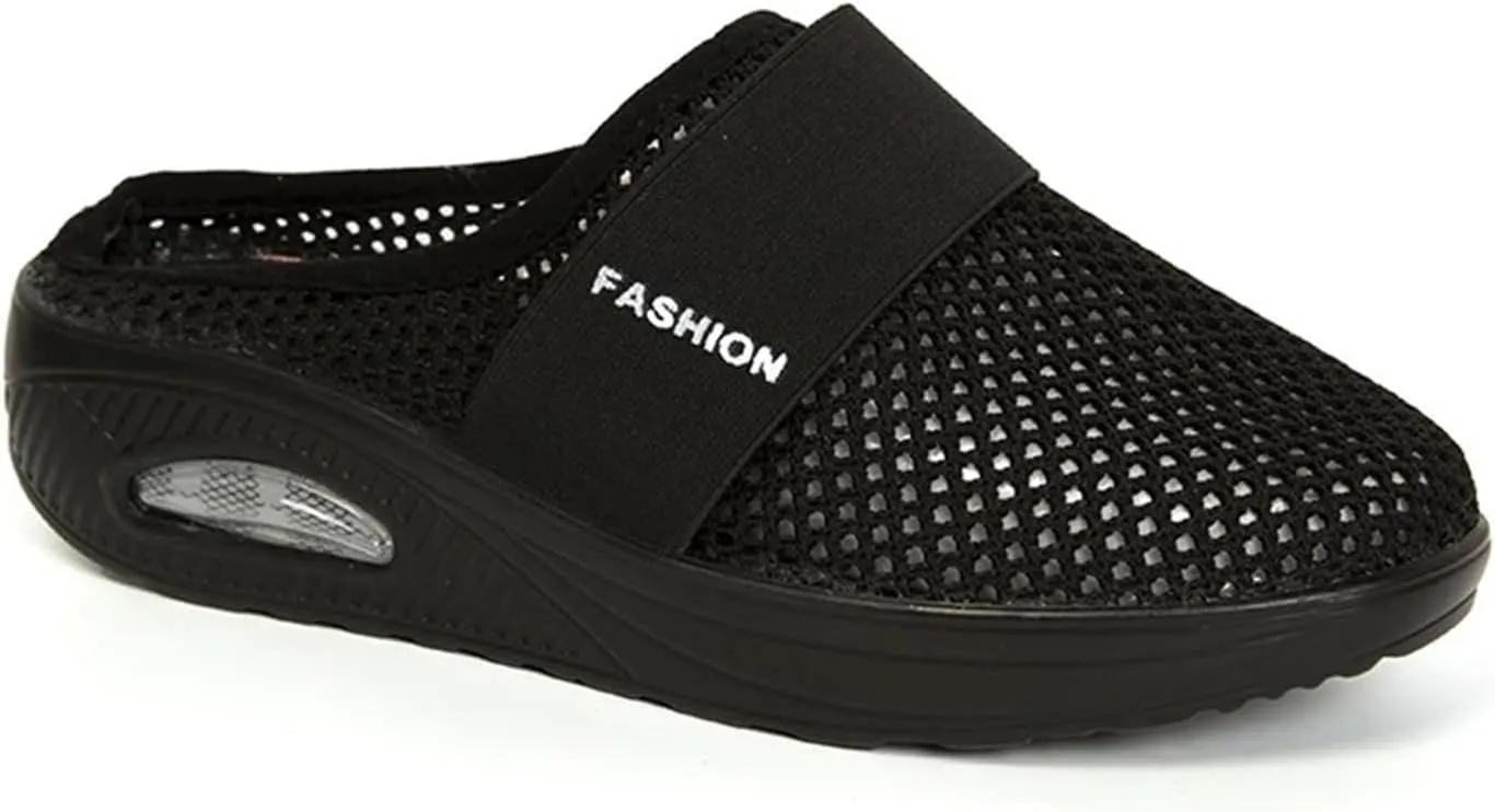ZWRXW Orthopedic Mules for Women,Diabetic Air-Cushion Slip-On Walking Shoes,Slip On Clogs,Breathable Mesh Diabetic Slippers,Backless Closed Toe Slides Sandals,Healthy Shoes with Arch Support