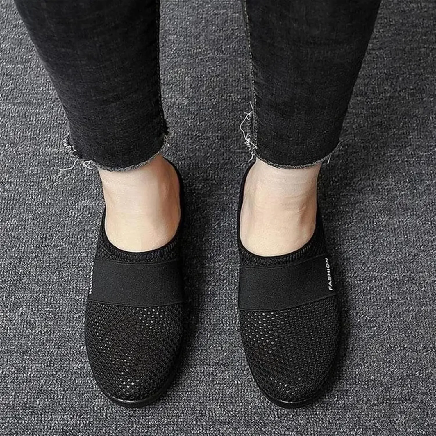 ZWRXW Orthopedic Mules for Women,Diabetic Air-Cushion Slip-On Walking Shoes,Slip On Clogs,Breathable Mesh Diabetic Slippers,Backless Closed Toe Slides Sandals,Healthy Shoes with Arch Support