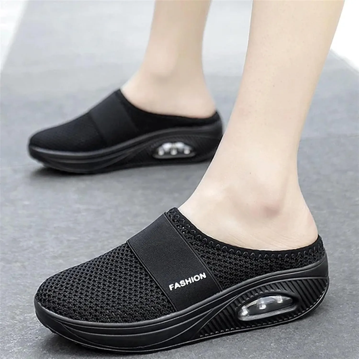 ZWRXW Orthopedic Mules for Women,Diabetic Air-Cushion Slip-On Walking Shoes,Slip On Clogs,Breathable Mesh Diabetic Slippers,Backless Closed Toe Slides Sandals,Healthy Shoes with Arch Support